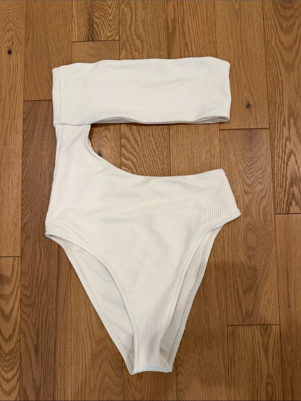 Frankie's Bikinis White Strapless Cutout One-Piece